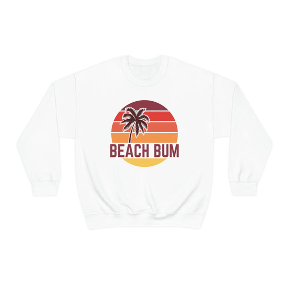 Beach Bum Sweatshirt - Unisex Retro Palm Tree Beach Bum Crewneck Sweatshirt