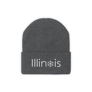 Buy graphite-heather Illinois Knit Beanie - Adult Embroidered Snowflake Illinois Knit Hat