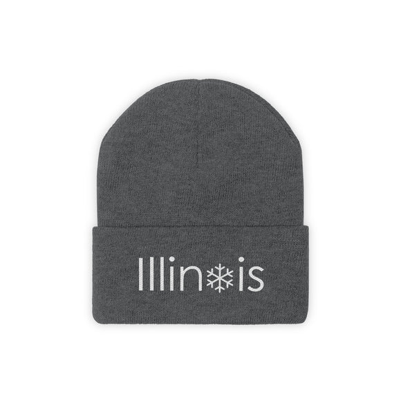 Illinois Knit Beanie - Adult Embroidered Snowflake Illinois Knit Hat