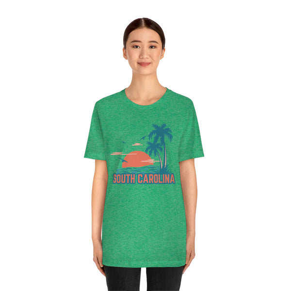 South Carolina T-Shirt - Retro Palm Tree & Beach Unisex South Carolina Shirt