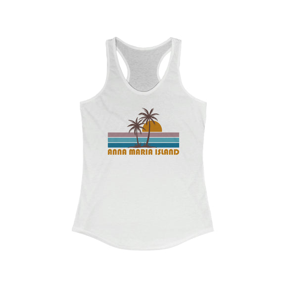 Anna Maria Island, Florida Women's Tank - Retro Palm Tree Women's Racerback Anna Maria Island Tank Top