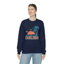 Carlsbad, California Sweatshirt - Unisex Retro Palm Tree Crewneck Carlsbad Sweatshirt-6