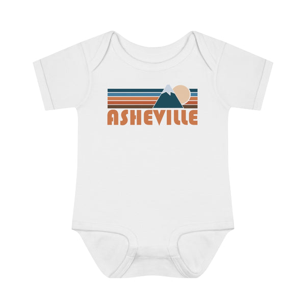 Asheville Baby Bodysuit - Retro Mountain Asheville, North Carolina Baby Bodysuit