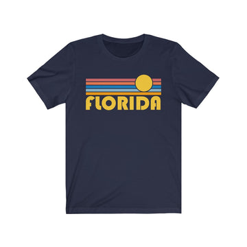 Buy navy Florida T-Shirt - Retro Sunrise Adult Unisex Florida T Shirt