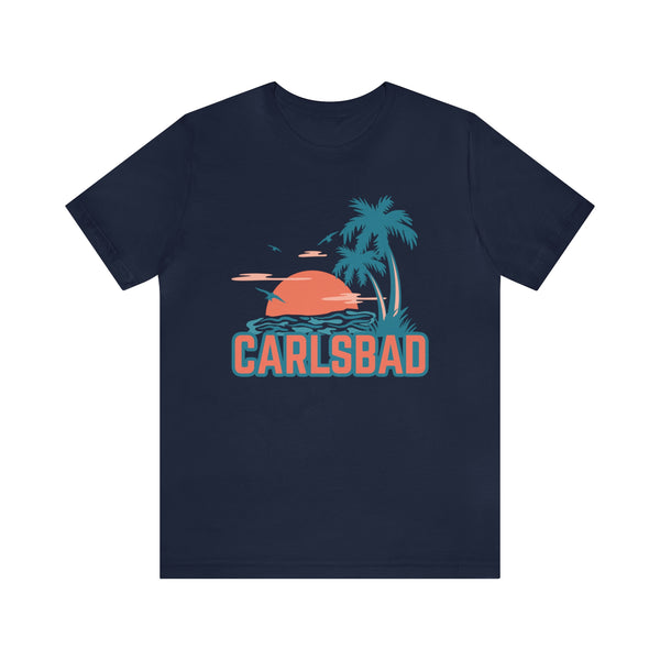 Carlsbad, California T-Shirt - Retro Palm Tree & Beach Unisex Carlsbad Shirt