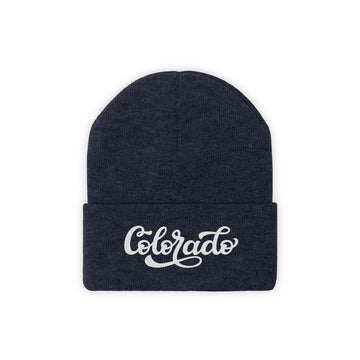 Buy true-navy Colorado Beanie - Adult Hand Lettered Embroidered Colorado Knit Hat