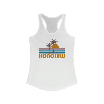 Honolulu, Hawaii Women's Tank - Retro Palm Tree Women's Racerback Honolulu Tank Top