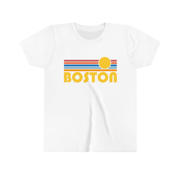 Boston Youth T-Shirt - Retro Sun Massachusetts Kid's TShirt
