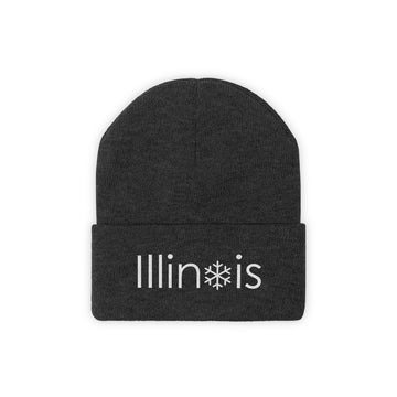 Buy black Illinois Knit Beanie - Adult Embroidered Snowflake Illinois Knit Hat