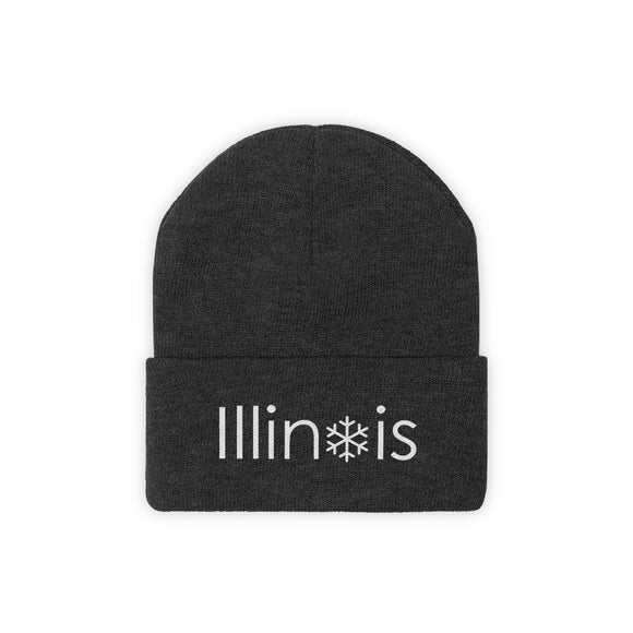 Illinois Knit Beanie - Adult Embroidered Snowflake Illinois Knit Hat