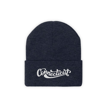 Buy true-navy Connecticut Beanie - Adult Hand Lettered Embroidered Connecticut Knit Hat