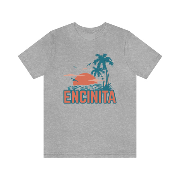 Encinitas, California T-Shirt - Retro Palm Tree & Beach Unisex Encinitas Shirt