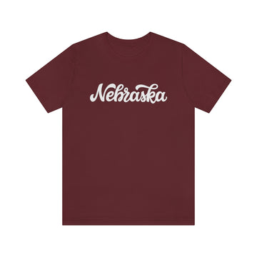 Buy maroon Nebraska T-Shirt - Hand Lettered Unisex Nebraska Shirt