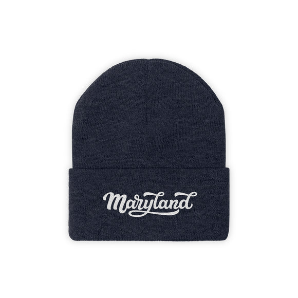Maryland Beanie - Adult Hand Lettered Embroidered Maryland Knit Hat