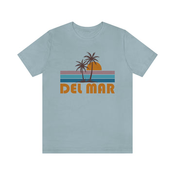 Buy light-blue Del Mar, California T-Shirt - Retro Palm Tree Unisex Del Mar Shirt