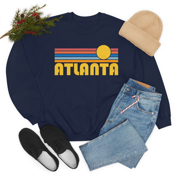 Atlanta, Georgia Crewneck Sweatshirt - Retro Sunset Unisex