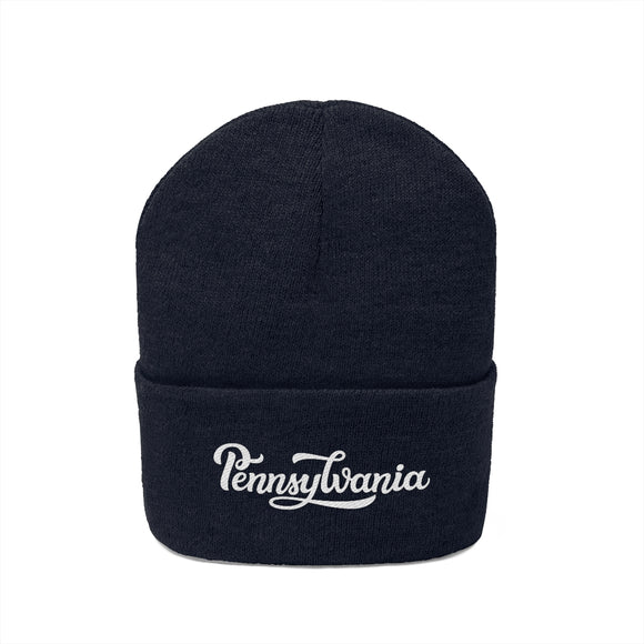 Pennsylvania Beanie - Adult Hand Lettered Embroidered Pennsylvania Knit Hat