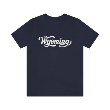 Buy navy Wyoming T-Shirt - Hand Lettered Unisex Wyoming Shirt