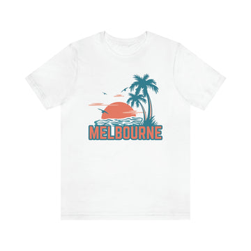 Buy white Melbourne, Florida T-Shirt - Retro Palm Tree &amp; Beach Unisex Melbourne Shirt
