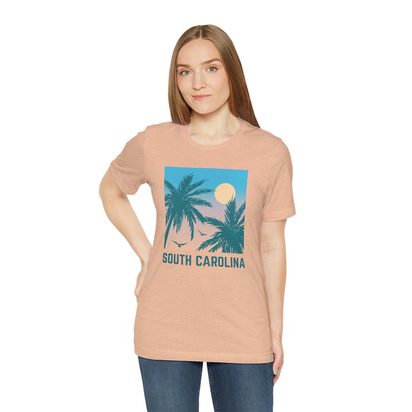 South Carolina T-Shirt - Retro Palm Tree & Beach Unisex South Carolina Shirt