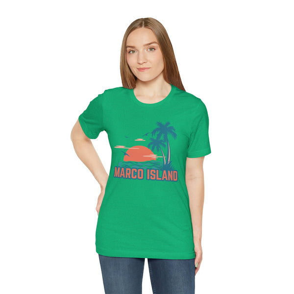 Marco Island, Florida T-Shirt - Retro Palm Tree & Beach Unisex Marco Island Shirt