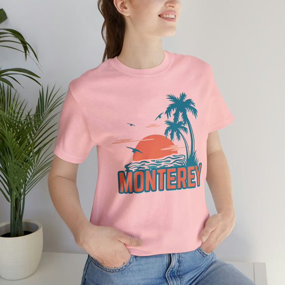 Monterey, California T-Shirt - Retro Palm Tree & Beach Unisex Monterey Shirt