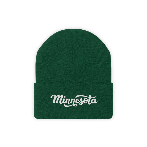 Minnesota Beanie - Adult Hand Lettered Embroidered Minnesota Knit Hat