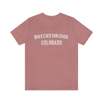 Buy heather-mauve Breckenridge, Colorado Shirt - Paint Text Unisex Breckenridge T-Shirt