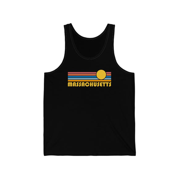 Massachusetts Tank Top - Unisex Massachusetts Tank Top Retro Sun