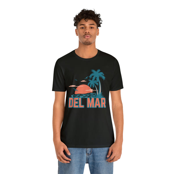Del Mar, California T-Shirt - Retro Palm Tree & Beach Unisex Del Mar Shirt