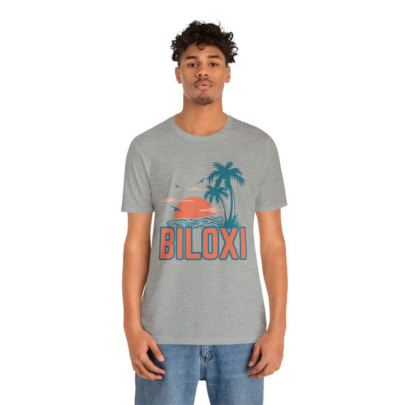 Biloxi, Mississippi T-Shirt - Retro Palm Tree & Beach Unisex Biloxi Shirt