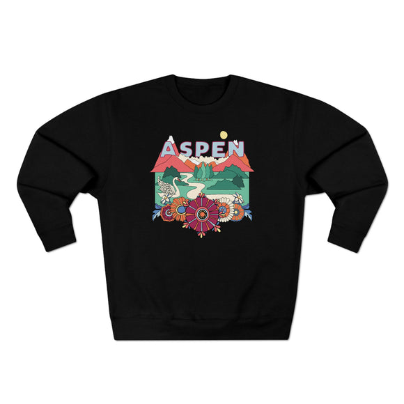 Premium Aspen, Colorado Crewneck Sweatshirt - Retro Unisex Sweatshirt
