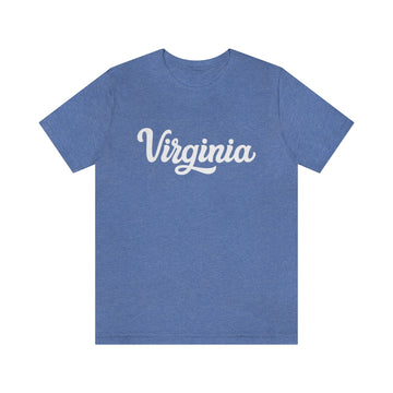 Buy heather-columbia-blue Virginia T-Shirt - Hand Lettered Unisex Virginia Shirt
