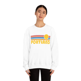 Portland, Oregon Sweatshirt - Retro Sunrise Unisex