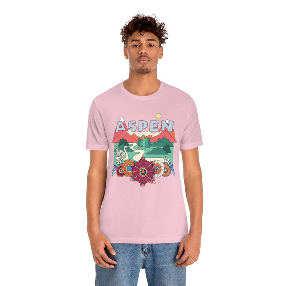 Aspen T-Shirt - Retro Mountain / Hippie Style Aspen, Colorado Shirt