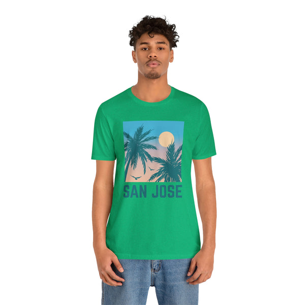 San Jose, California T-Shirt - Retro Palm Tree & Beach Unisex San Jose Shirt