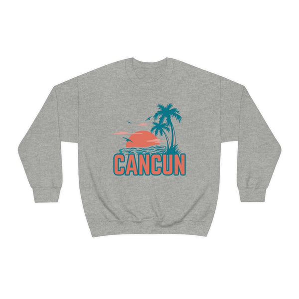 Cancun, Mexico Sweatshirt - Unisex Retro Palm Tree Crewneck Cancun Sweatshirt