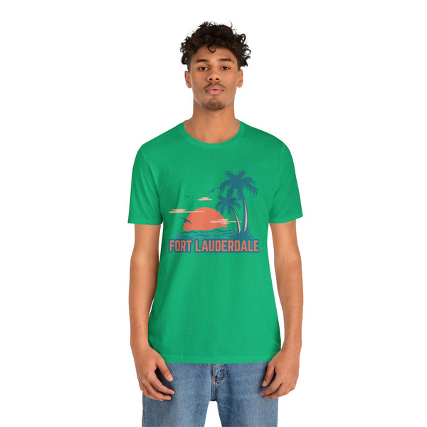 Fort Lauderdale, Florida T-Shirt - Retro Palm Tree & Beach Unisex Fort Lauderdale Shirt