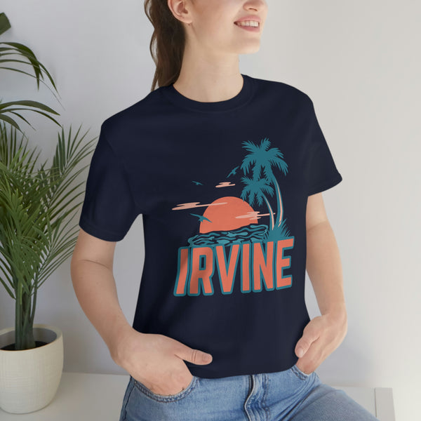 Irvine, California T-Shirt - Retro Palm Tree & Beach Unisex Irvine Shirt