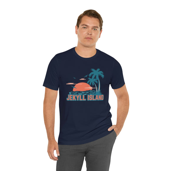 Jekyll Island, Georgia T-Shirt - Retro Palm Tree & Beach Unisex Jekyll Island Shirt
