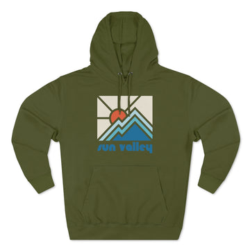 Buy army-green Premium Sun Valley, Idaho Hoodie - Min Mountain Unisex Sweatshirt
