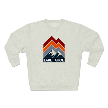 Buy oatmeal-heather Premium Lake Tahoe Sweatshirt - Retro Unisex Premium Crewneck Lake Tahoe, California Sweatshirt