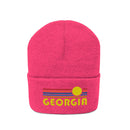 Georgia Beanie - Adult Embroidered Retro Sunset Georgia Knit Hat-26