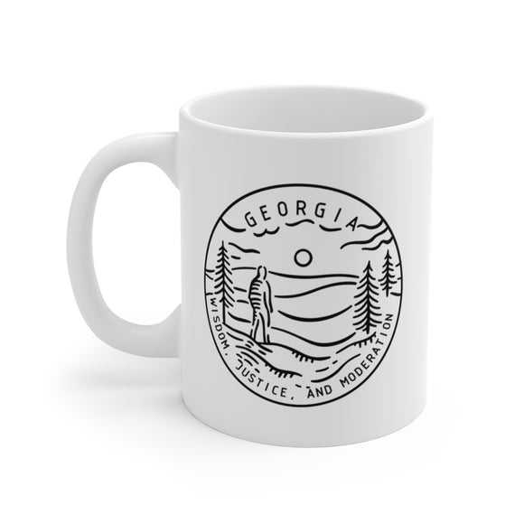 Georgia Mug - State Design White Ceramic Georgia Mug (11oz & 15oz)