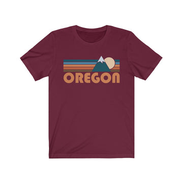 Buy maroon Oregon T-Shirt - Retro Mountain Adult Unisex Oregon T Shirt