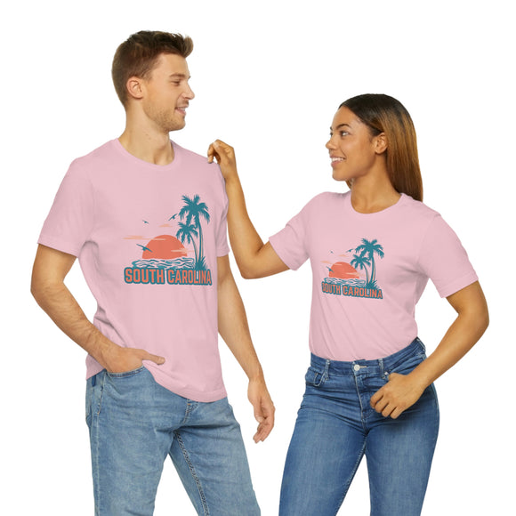 South Carolina T-Shirt - Retro Palm Tree & Beach Unisex South Carolina Shirt