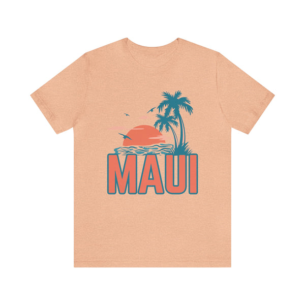 Maui, Hawaii T-Shirt - Retro Palm Tree & Beach Unisex Maui Shirt