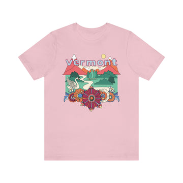 Buy pink Vermont Shirt, Vermont Retro T-Shirt, Hippie Style Vermont tee, Vermont Mountain Shirt