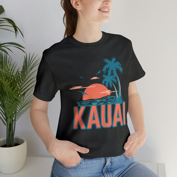Kauai, Hawaii T-Shirt - Retro Palm Tree & Beach Unisex Kauai Shirt