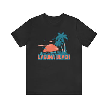 Buy black Laguna Beach, California T-Shirt - Retro Palm Tree &amp; Beach Unisex Laguna Beach Shirt